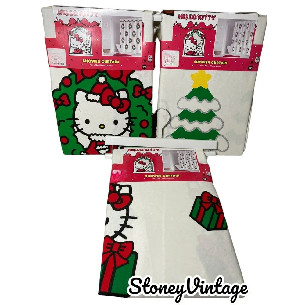 Hello Kitty Christmas Shower Curtain Bathroom Bundle